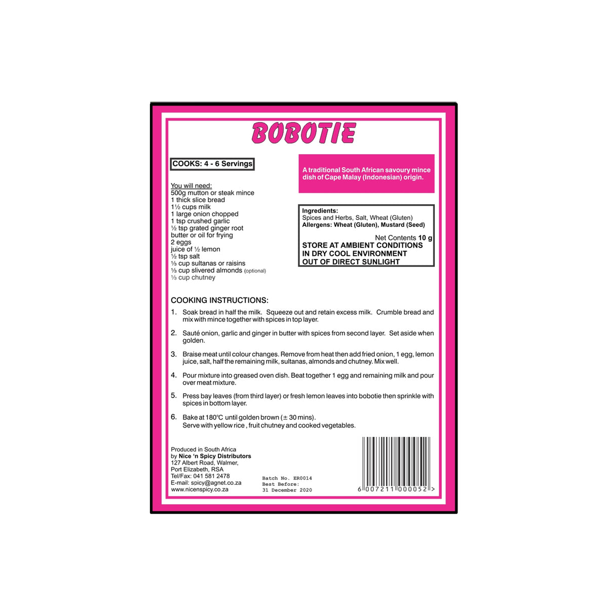 Nice n Spicy Bobotie 10g